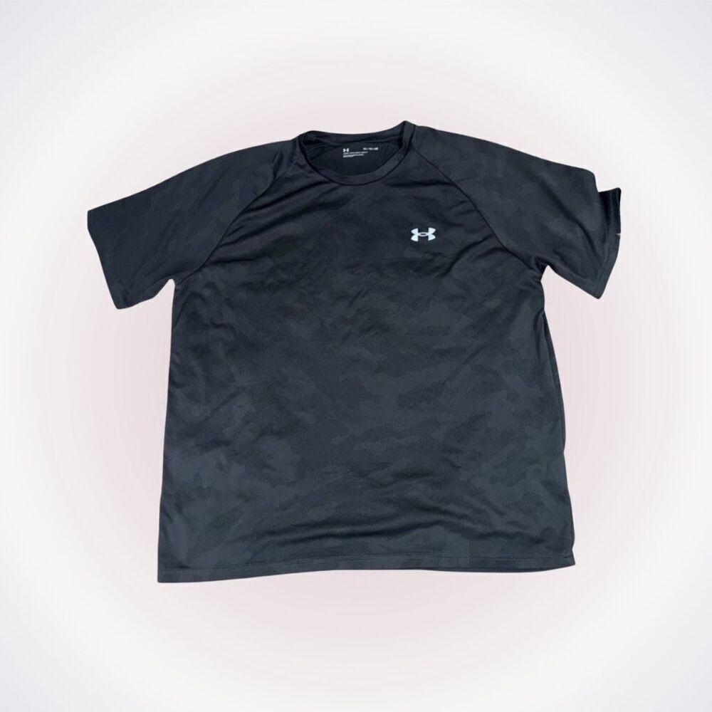 Under Armour dark gray with green tone crewneck t-shirt with laser cut print | S